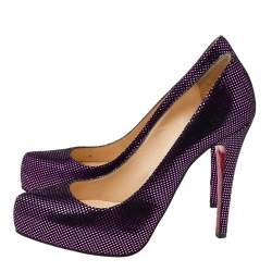 Christian Louboutin Metallic Purple Suede Rolando Platform Pumps Size 37.5