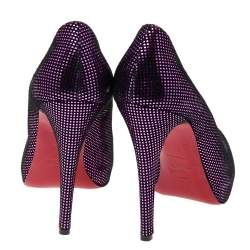 Christian Louboutin Metallic Purple Suede Rolando Platform Pumps Size 37.5