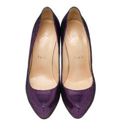 Christian Louboutin Metallic Purple Suede Rolando Platform Pumps Size 37.5