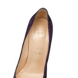 Christian Louboutin Metallic Purple Suede Rolando Platform Pumps Size 37.5