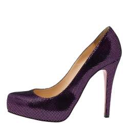 Christian Louboutin Metallic Purple Suede Rolando Platform Pumps Size 37.5