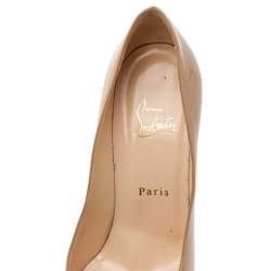 Pre Owned Christian Louboutin Beige Patent Leather New Simple Pumps Size 38.5