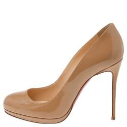 Pre Owned Christian Louboutin Beige Patent Leather New Simple Pumps Size 38.5