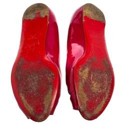 Christian Louboutin Pink Patent Leather Flat Peep-Toe Ballet Flats Size 37.5