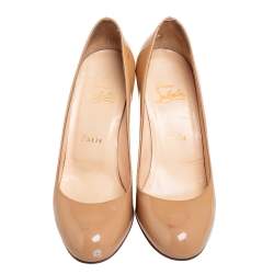 Christian Louboutin Beige Patent Leather Simple Pumps Size 37.5