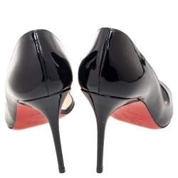 Pre Owned Christian Louboutin Black Patent Leather Toboggan D'orsay Sandals Size 41