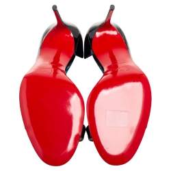 Pre Owned Christian Louboutin Black Patent Leather Toboggan D'orsay Sandals Size 41