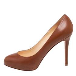 Christian Louboutin Brown Leather New Simple Pumps Size 38.5