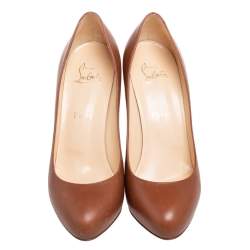 Christian Louboutin Brown Leather New Simple Pumps Size 38.5