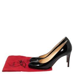 Pre Owned Christian Louboutin Black Patent Leather Simple Pumps Size 40