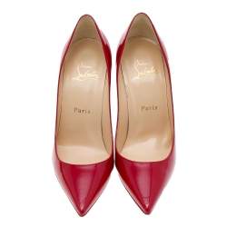 Pre Owned Christian Louboutin Red Patent Leather Kate  Pumps Size 37