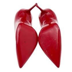 Pre Owned Christian Louboutin Red Patent Leather Kate  Pumps Size 37