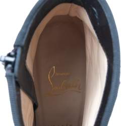 Pre Owned Christian Louboutin Black Suede  Ankle Boots Size 38