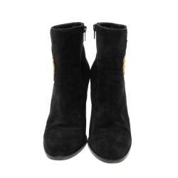 Pre Owned Christian Louboutin Black Suede  Ankle Boots Size 38