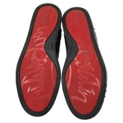 Pre Owned Christian Louboutin Black Lurex Fabric And Paten Leather Spiked Orlato Low Top Sneakers 40