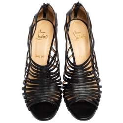 Pre Owned Christian Louboutin Black Leather Mul Tibrida Strappy Sandals Size 39.5