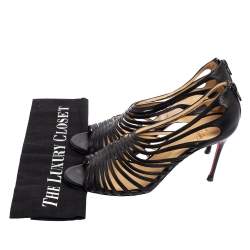 Pre Owned Christian Louboutin Black Leather Mul Tibrida Strappy Sandals Size 39.5