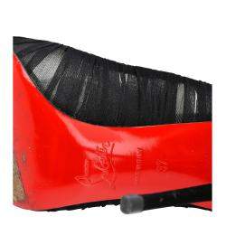 Pre Owned Christian Louboutin Tulle Ambrosina Suede Follies Draperia 100 Pumps EU 37