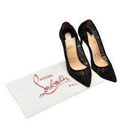 Pre Owned Christian Louboutin Tulle Ambrosina Suede Follies Draperia 100 Pumps EU 37