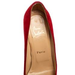 Pre Owned Christian Louboutin Red Suede Bianca Platform Pumps Size 37
