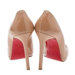 Pre Owned Christian Louboutin Beige Patent Leather New Simple Pumps Size 38.5