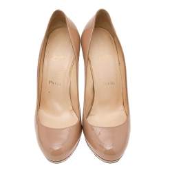 Pre Owned Christian Louboutin Beige Patent Leather New Simple Pumps Size 38.5