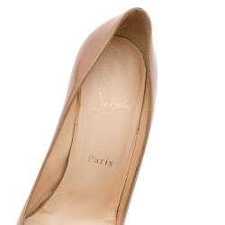 Pre Owned Christian Louboutin Beige Patent Leather New Simple Pumps Size 38.5