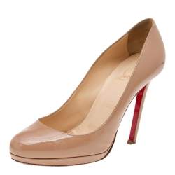 Pre Owned Christian Louboutin Beige Patent Leather New Simple Pumps Size 38.5