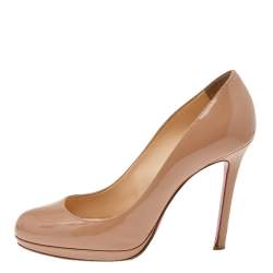 Pre Owned Christian Louboutin Beige Patent Leather New Simple Pumps Size 38.5