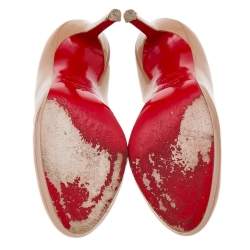 Pre Owned Christian Louboutin Beige Patent Leather New Simple Pumps Size 38.5