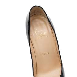 Pre Owned Christian Louboutin Black Patent Leather Lady Peep Toe Platform Pumps Size 38
