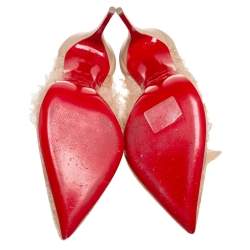 مملوكة مسبقًا Christian Louboutin Beige Lace Fabric Delicatissima Pointed-Toe Pumps Size 39