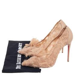 مملوكة مسبقًا Christian Louboutin Beige Lace Fabric Delicatissima Pointed-Toe Pumps Size 39