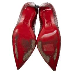 Pre Owned حذاء كعب عالى كريستيان لوبوتان سو كيت جلد ثعبان أحمر بلود مقاس 39