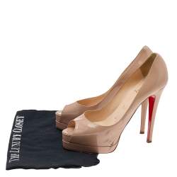 Christian Louboutin Beige Leather Altadama Peep Toe Pumps Size 38