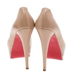 Christian Louboutin Beige Leather Altadama Peep Toe Pumps Size 38