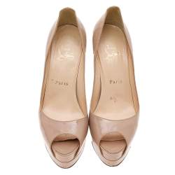 Christian Louboutin Beige Leather Altadama Peep Toe Pumps Size 38