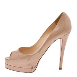 Christian Louboutin Beige Leather Altadama Peep Toe Pumps Size 38