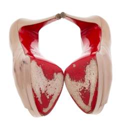 Christian Louboutin Beige Leather Altadama Peep Toe Pumps Size 38