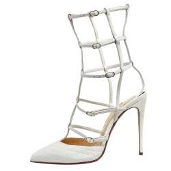 Christian Louboutin White Leather Kadreyana Strappy Sandals Size 37
