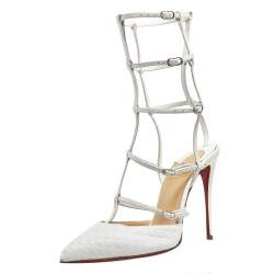Christian Louboutin White Leather Kadreyana Strappy Sandals Size 37