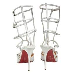 Christian Louboutin White Leather Kadreyana Strappy Sandals Size 37