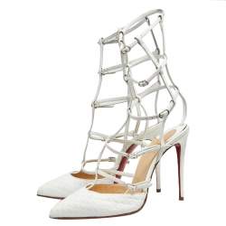 Christian Louboutin White Leather Kadreyana Strappy Sandals Size 37