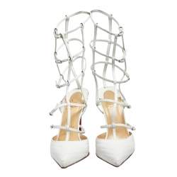 Christian Louboutin White Leather Kadreyana Strappy Sandals Size 37