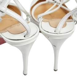 Christian Louboutin White Leather Kadreyana Strappy Sandals Size 37