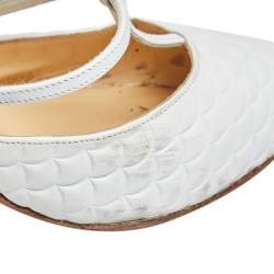 Christian Louboutin White Leather Kadreyana Strappy Sandals Size 37