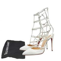 Christian Louboutin White Leather Kadreyana Strappy Sandals Size 37