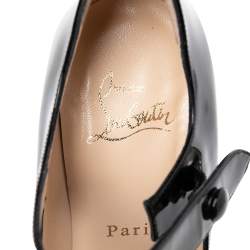 Pre Owned حذاء كعب عالي كريستيان لوبوتان نيو بينسي جلد لامع أسود ماري جان مقاس 37