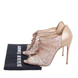 Christian Louboutin Gold Suede And Lamé Fabric Canon Booties Size 40