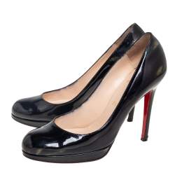 مملوكة مسبقًا Christian Louboutin Black/Multicolor Glitter Patent Leather New Simple Pumps Size 37.5
